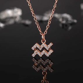 img 1 attached to Stunning Zodiac Necklace: Sparkling Cubic Zirconia Pendant In 18K Rose Gold Plating For Women'S Horoscope Constellation