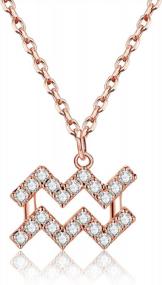img 4 attached to Stunning Zodiac Necklace: Sparkling Cubic Zirconia Pendant In 18K Rose Gold Plating For Women'S Horoscope Constellation