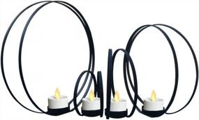 img 4 attached to Smtyle'S Elegant And Haunting Black Candle Holders For Festive Tea Lights - Set Of 4 With Metal Ring Shape