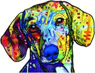 🚗 dazzle your ride with dean russo dachshund car stickers - 2 premium outdoor vinyl decals for windows, bumpers, laptops & crafts logo