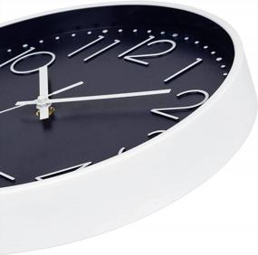 img 2 attached to Silent Non-Ticking 12 Inch Navy Blue Wall Clock Battery Operated Quartz Modern Round Home Decor For Bedroom Kitchen Office School