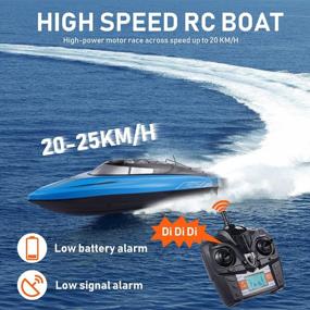 img 1 attached to OYE HOYE Remote Control Boat For Lakes And Pools, 25MPH High Speed RC Boat For Adults & Kids With LCD Screen & Extra Batteries, Inbuilt Capsize Recovery & Motor Cooling