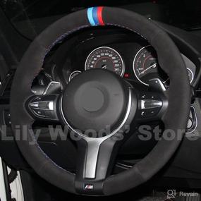 img 2 attached to Loncky Black Suede Car Custom Fit OEM Steering Wheel Cover for BMW 228i 230i 320i 328i 330i 335i 340i 428i 430i 435i 440i 525i 535i 550i 640i 650i - Upgraded Accessories for Improved SEO