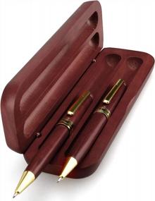 img 4 attached to 2 Pcs Rosewood Writing Pens Set With Pen Box & Refills - Best Wooden Business Gift For Men Women