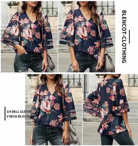 img 3 attached to Stunning Floral Lace Patchwork Blouse For Women - Shop Now For BLENCOT 3/4 Bell Sleeve Loose Shirt Tops In S-2XL Sizes