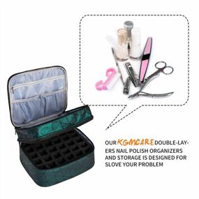 img 2 attached to KGMCARE Double-Layers Nail Polish Organizers And Storage, Geometric PU Leather Carrying Case For Fingernail Polish, Nail Varnish And Manicure Sets - Holds Up To 30 Bottles（15Ml）With Detachable Divider