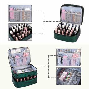 img 1 attached to KGMCARE Double-Layers Nail Polish Organizers And Storage, Geometric PU Leather Carrying Case For Fingernail Polish, Nail Varnish And Manicure Sets - Holds Up To 30 Bottles（15Ml）With Detachable Divider