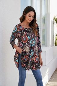 img 2 attached to Women'S Plus Size Tunic Tops 3/4 Sleeve Blouse Dressy Casual Loose Fit T Shirt Floral Swing Crewneck Fall Top For Leggings