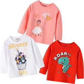 img 4 attached to Adorable Long Sleeve T Shirts with Flower Unicorn Giraffe Prints for Girls - Browse Tops, Tees & Blouses Collection