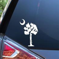 🌴 sunset graphics & decals palmetto tree decal vinyl car sticker south carolina moon - white, 5.5 inches tall (sgd000088) логотип