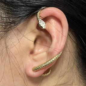 img 2 attached to 18K Gold Plated Snake & Frog Earrings - Elegant Unisex Jewelry Art For Women