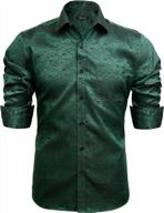 paisley perfection: alizeal men's slim fit jacquard dress shirt with long sleeves and classy button-down design logo