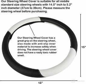 img 3 attached to 🚗 Enhance Your Driving Experience with Lebogner 15" Inch Car Steering Wheel Cover - Premium Quality Black and White Microfiber Leather; Anti-Slip and Comfortable for a Universal Fit