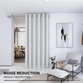 img 3 attached to 10Ft Wide X 8Ft Tall Greyish White Room Darkening Thermal Curtains - Deconovo Light Blocking Drapes For Office, Patio Door & Living Room Hospital