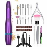 skymore professional electric nail drill set, portable usb nail file manicure & pedicure tools, 11 in 1 acrylic finger toe nail care kit, 16 sanding bands and 1 nail clipper (purple) logo