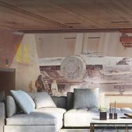 transform your space with star wars docking bay millennium falcon peel & stick wallpaper logo
