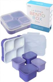 img 4 attached to Purple Kinsho Lunch Containers - Portion Control Bento Box Set For Women, Kids And Adults, Leak-Proof Snack Containers With Lids, 4 Cups Lunch-Box For Boys And Girls