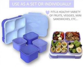 img 2 attached to Purple Kinsho Lunch Containers - набор Bento Box для контроля порций для женщин, детей и взрослых, герметичные контейнеры для закусок с крышками, ланч-бокс на 4 чашки для мальчиков и девочек