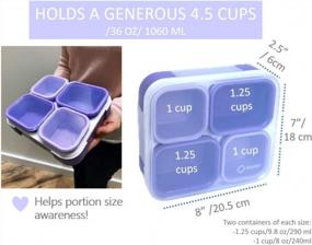 img 1 attached to Purple Kinsho Lunch Containers - набор Bento Box для контроля порций для женщин, детей и взрослых, герметичные контейнеры для закусок с крышками, ланч-бокс на 4 чашки для мальчиков и девочек