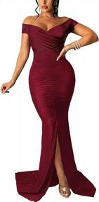 img 4 attached to Stun Everyone In The Room With Our Off Shoulder V-Neck Cocktail Dress For Women