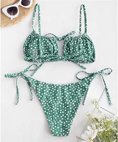 img 3 attached to 🌺 ZAFUL Women's Floral Green Keyhole Swimsuit - Stylish Women's Clothing at Swimsuits & Cover Ups