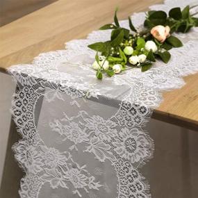 img 4 attached to 🍼 Set of 2 B-COOL 14 x 120 Inch Rustic Lace Table Runners for Baby Shower Party Decorations - White Farmhouse Vintage Style for Rectangle Tables