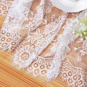 img 1 attached to 🍼 Set of 2 B-COOL 14 x 120 Inch Rustic Lace Table Runners for Baby Shower Party Decorations - White Farmhouse Vintage Style for Rectangle Tables