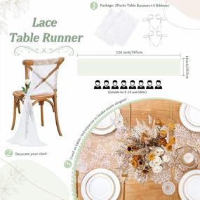 img 2 attached to 🍼 Set of 2 B-COOL 14 x 120 Inch Rustic Lace Table Runners for Baby Shower Party Decorations - White Farmhouse Vintage Style for Rectangle Tables