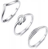adramata engagement wave ring set: stylish 3-piece stainless steel thumb rings for women logo