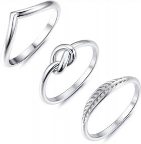 img 4 attached to Adramata Engagement Wave Ring Set: Stylish 3-Piece Stainless Steel Thumb Rings For Women