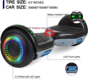 img 3 attached to 6.5 Inch Self-Balancing Hoverboard With Bluetooth Speaker, LED Lights For Kids By Felimoda