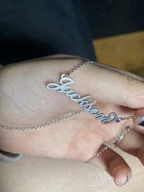 img 1 attached to Q&Locket Sterling Silver Personalized Script Initial Nameplate Necklace – Custom Name Necklaces for Girls and Women – Unique Gifts review by Jasmine Mcneal