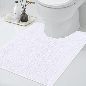 img 4 attached to Soft And Non-Slip Chenille Contour Bath Mats For Bathroom Toilet – White, 20" X 24