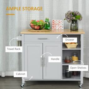 img 2 attached to Stylish And Practical Grey Kitchen Island Cart With Drawer And Wheels - HOMCOM Wooden Rolling Kitchen Island For Enhanced Storage And Style
