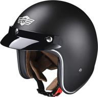 🏍️ ahr run-o5 open face motorcycle helmet - vintage retro style for men and women, bobber scooter atv cruiser dot certified - matte black, xl logo