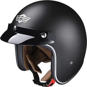 img 4 attached to 🏍️ AHR RUN-O5 Open Face Motorcycle Helmet - Vintage Retro Style for Men and Women, Bobber Scooter ATV Cruiser DOT Certified - Matte Black, XL