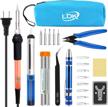 60w electric soldering iron kit - 5 tips, desoldering pump, stand & more! logo