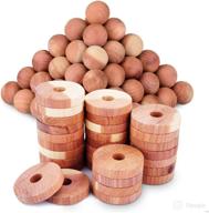 🌲 cedar blocks for clothes storage - cedar balls, rings, and deodorizer - mustiness prevention & clothes protection - 40 pieces: 30 cedar rings + bonus 10 cedar balls - u.s.a seller логотип