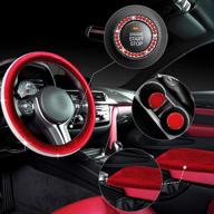 5 pieces bling car accessories set crystal diamond car steering wheel cover faux fur auto center console pad cup insert cup holders rhinestone ring sticker for car decor (red) логотип