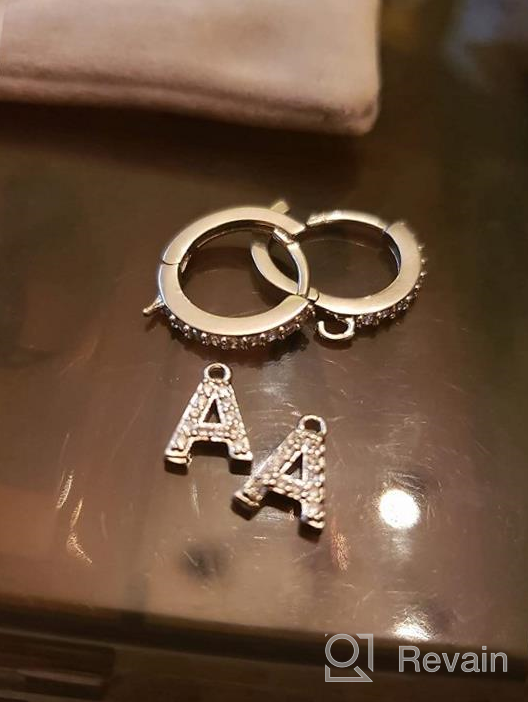 img 1 attached to 👩 Women's Girls' Initial Earrings, 925 Sterling Silver Small Hoop Earrings, Hypoallergenic CZ Dangle Initial Hoop Earrings review by Christine Castrillon