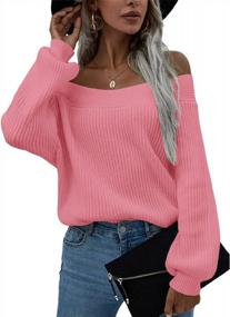 img 4 attached to Ferrtye Women'S Off Shoulder Knit Sweater Long Sleeve Loose Fit Oversized Pullover