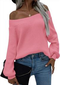 img 2 attached to Ferrtye Women'S Off Shoulder Knit Sweater Long Sleeve Loose Fit Oversized Pullover