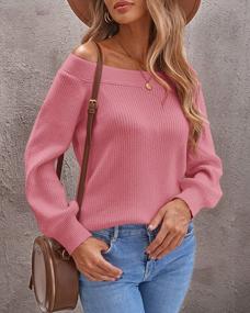img 1 attached to Ferrtye Women'S Off Shoulder Knit Sweater Long Sleeve Loose Fit Oversized Pullover