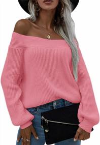img 3 attached to Ferrtye Women'S Off Shoulder Knit Sweater Long Sleeve Loose Fit Oversized Pullover