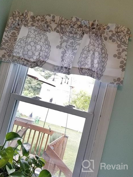 img 1 attached to Dusty Blue Floral Damask Medallion Pattern Valance Single Rod Pocket 52 Inch By 18 Inch Plus 2 Inch Header - DriftAway Samantha review by Jeff Strutz