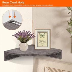 img 1 attached to Rustic Grey Homode Corner Floating Shelves - Set Of 3 Wood Corner Wall Shelves For Storage And Display, 3 Tier Hanging Shelf Organizer For Cable Box, Perfect For Bedroom, Bathroom, And Kitchen Decor