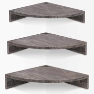 rustic grey homode corner floating shelves - set of 3 wood corner wall shelves for storage and display, 3 tier hanging shelf organizer for cable box, perfect for bedroom, bathroom, and kitchen decor logo