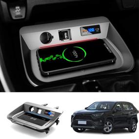 img 4 attached to 🚗 Wireless Car Charger Mount for Toyota RAV4 2019 2020 - Fast Qi 3.0 Charging, Compatible with iPhone & Samsung, 2 USB Ports, 36W Pad