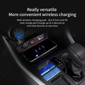 img 2 attached to 🚗 Wireless Car Charger Mount for Toyota RAV4 2019 2020 - Fast Qi 3.0 Charging, Compatible with iPhone & Samsung, 2 USB Ports, 36W Pad