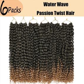 img 3 attached to 18Inch Passion Twist Crochet Hair For Black Women Ombre Water Wave Bohemian Braids Synthetic Extensions (6Packs, 1B)